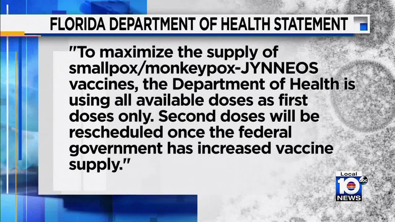 Florida reschedules 2nd monkeypox vaccine dose appointments