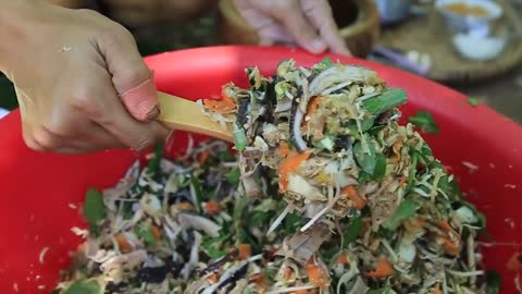 Yummy cooking cow intestine recipe _ Cooking skills _ Khmer Survival Skills