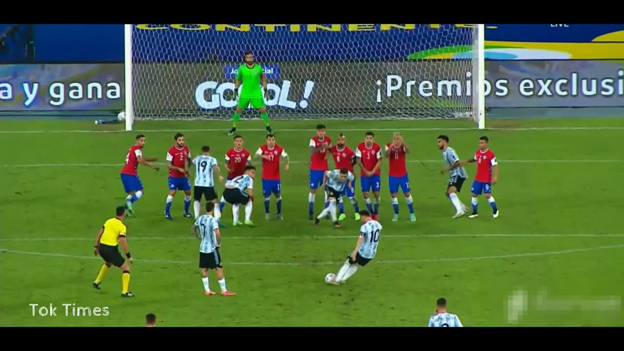 Lionel Messi Free Kick Goal Vs Chile Copa America Argentina Vs Chile 1-1 2021..!