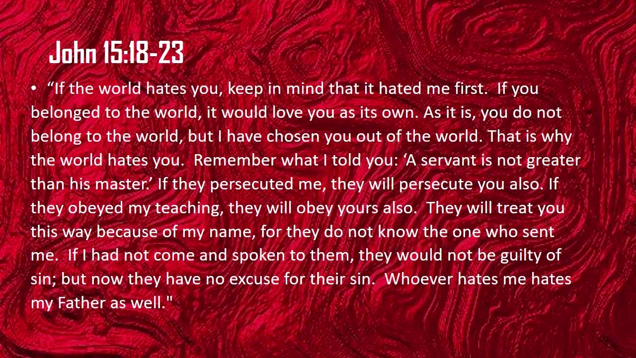 The Hatred of the World- John 15-18-23 - bible study