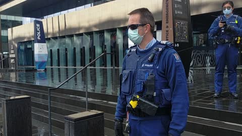 Police on anti lock down day 18th aug CHCH NZ