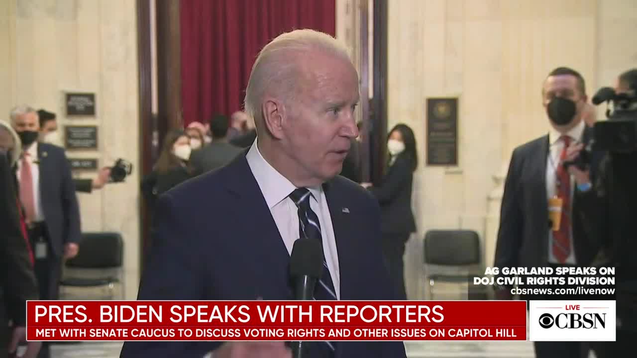 Biden says he'll fight for voting rights bills _as long as I'm in the White House_.