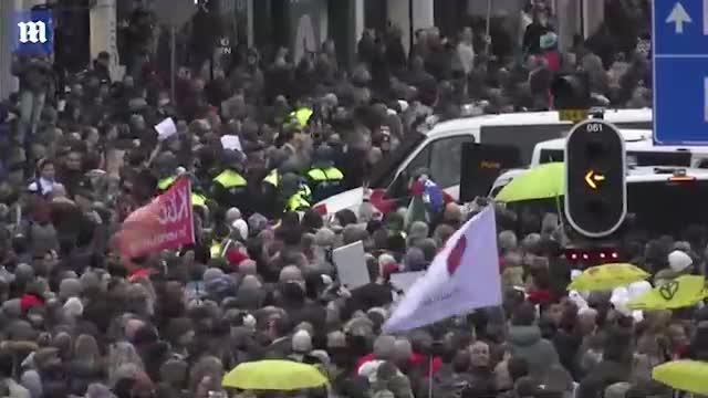 Dutch demonstrators assembled in huge numbers this afternoon