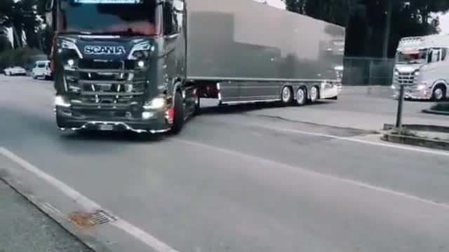 Large truck driving