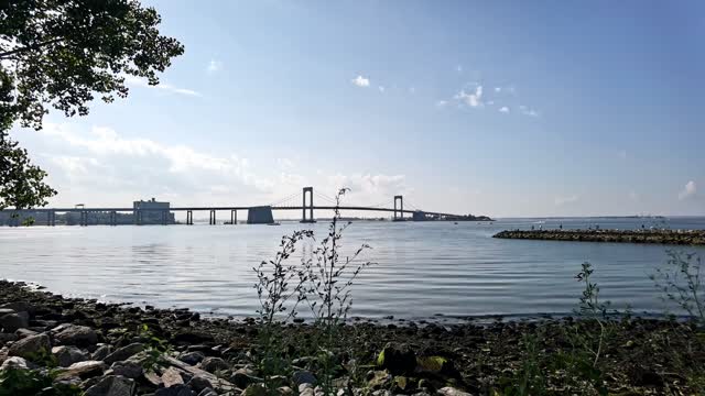 Nice Time Lapse View Of A Bridge From The Shore