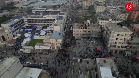 Drone shows aftermath of an air strike near the Kuwaiti hospital in Rafah