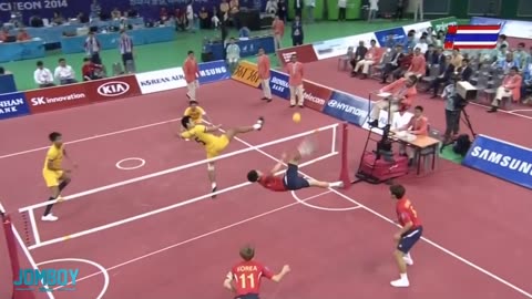 Thailand beats Korea in kick volleyball