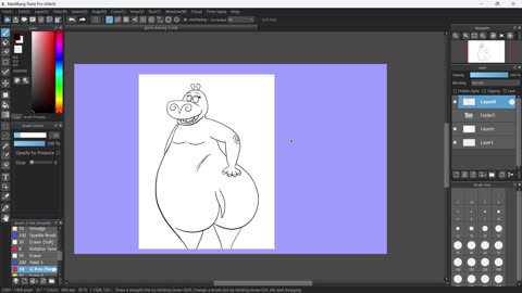 Drawing Gloria the Hippo - Lineart