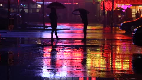 Rainy Rain Night Summer Colorful Reflection Wet
