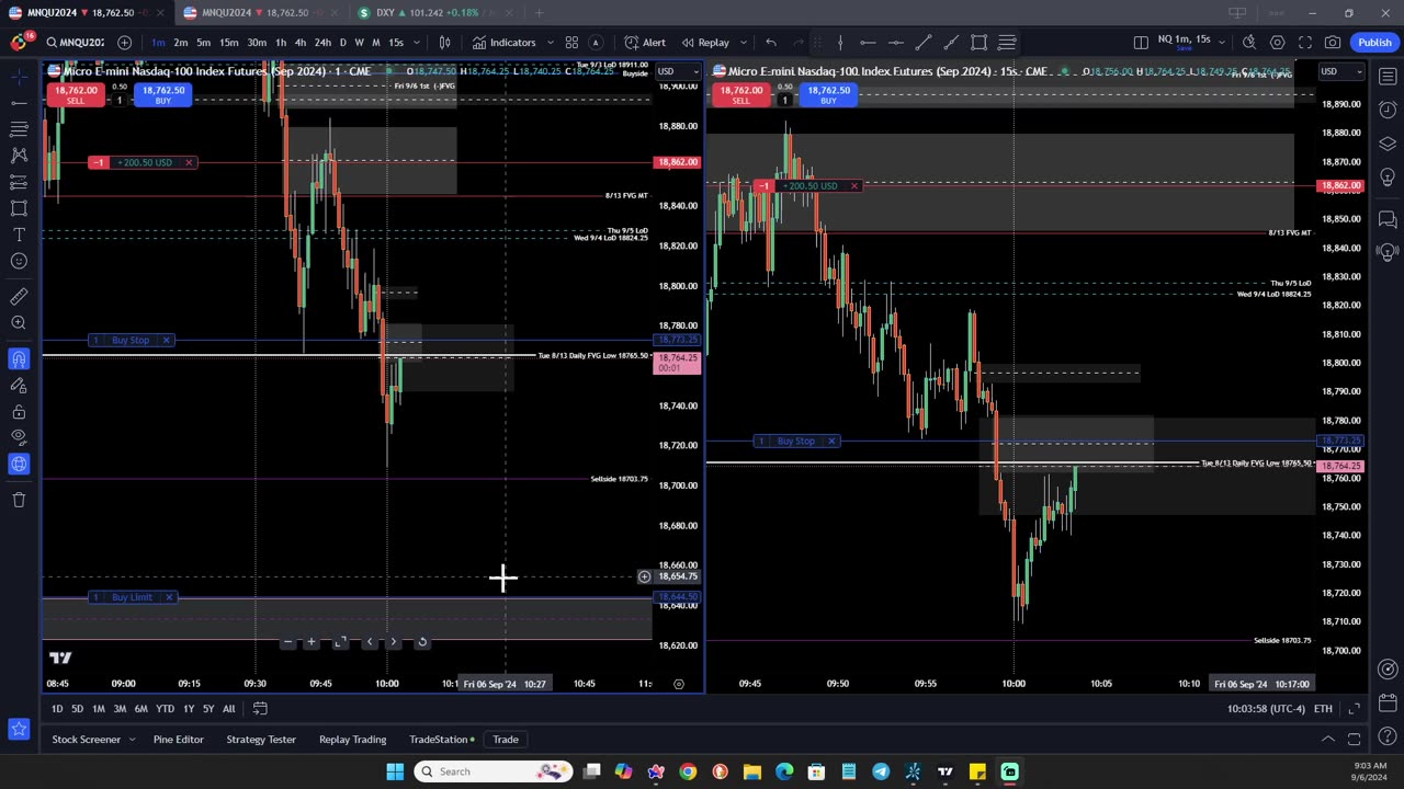 August 13 Daily FVG Target Hit Today NFP 9-6-2024