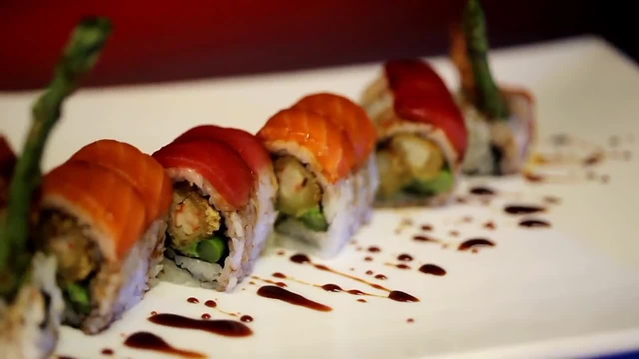 Sushi food Japanese Asian 360p hd video