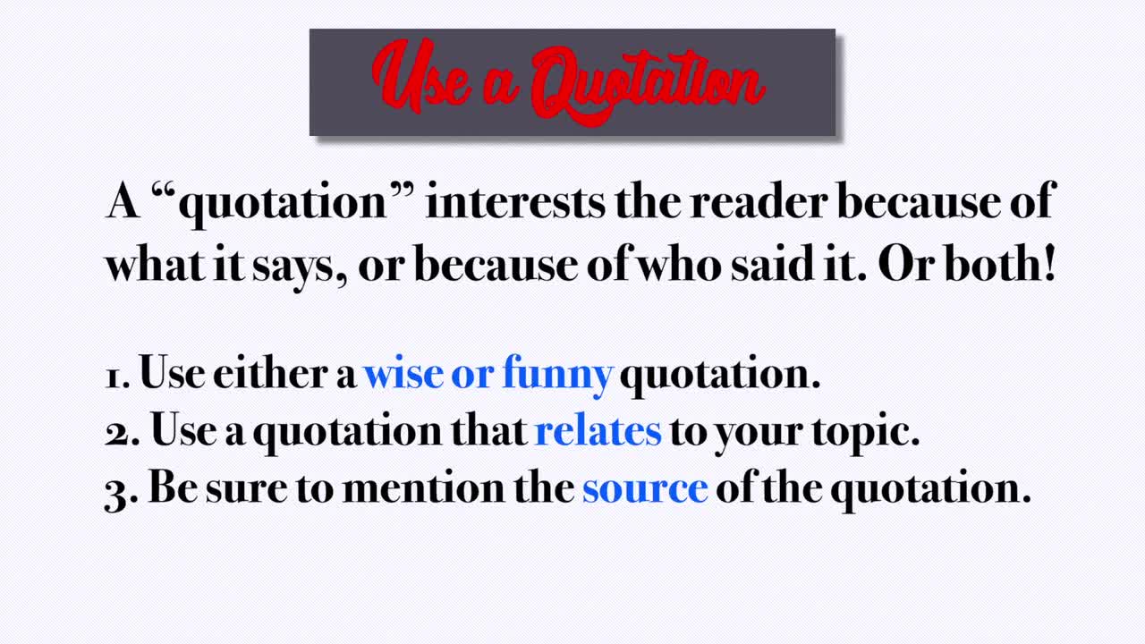 ESL Writing - How to write a HOOK (Essay writing) that will capture the reader's attention.