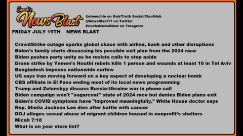 Friday, July 19, 2024 News Blast