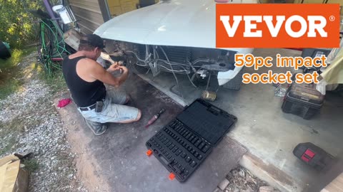 VEVOR Impact Socket Set 3/8" & 1/2" Socket Set 59PCS SAE 5/16" to 1-1/4" and Metric 6-32mm