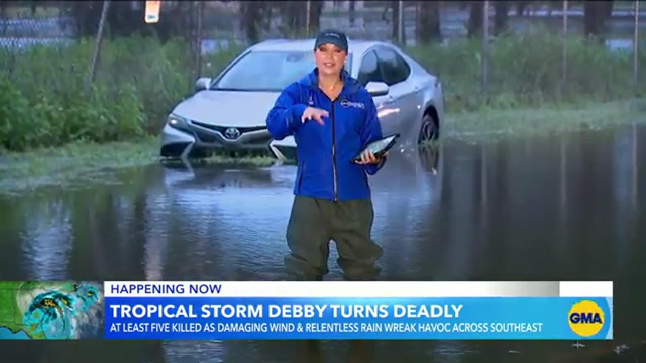 Catastrophic flooding threatens Georgia, South Carolina as Debby slowly moves no
