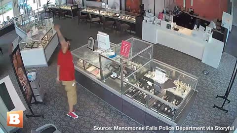 Watch: Man Fails to Break Jewelry Case with Brick — Chased Out by Employee!