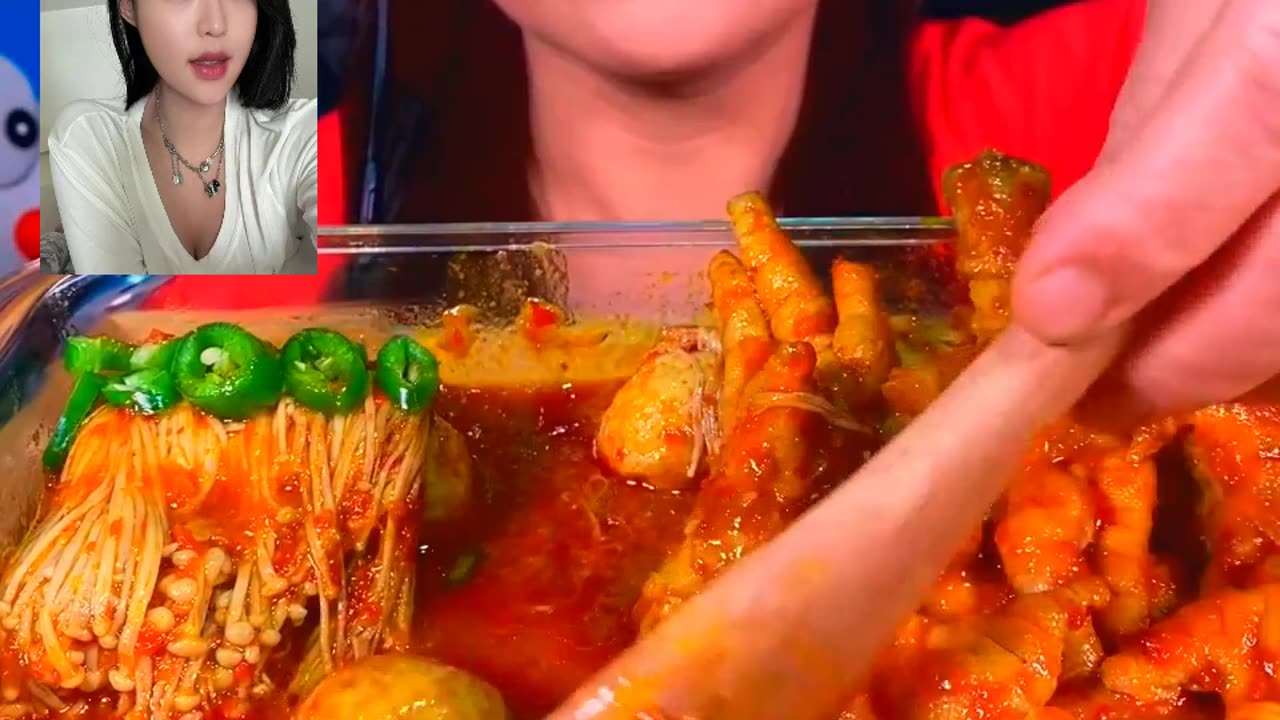 SPICY MEATBALL CHICKEN FEET ENOKI MASSIVE #eating #food #cooking #reels #trend #fyp #asmr (7)