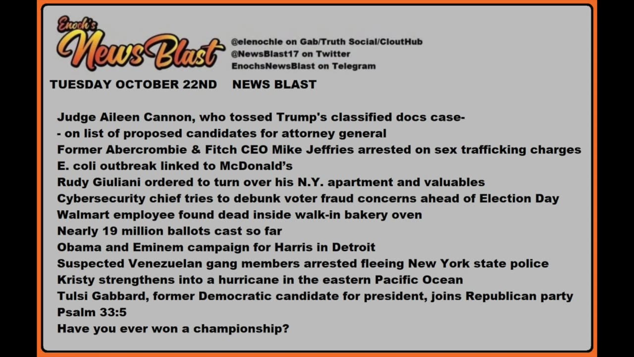 Tuesday, October 22, 2024 News Blast