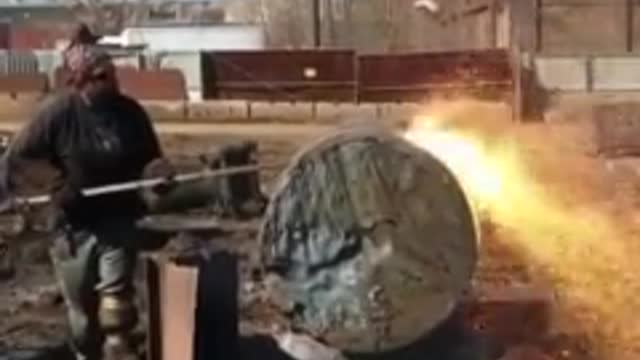 Cutting tree with sparks
