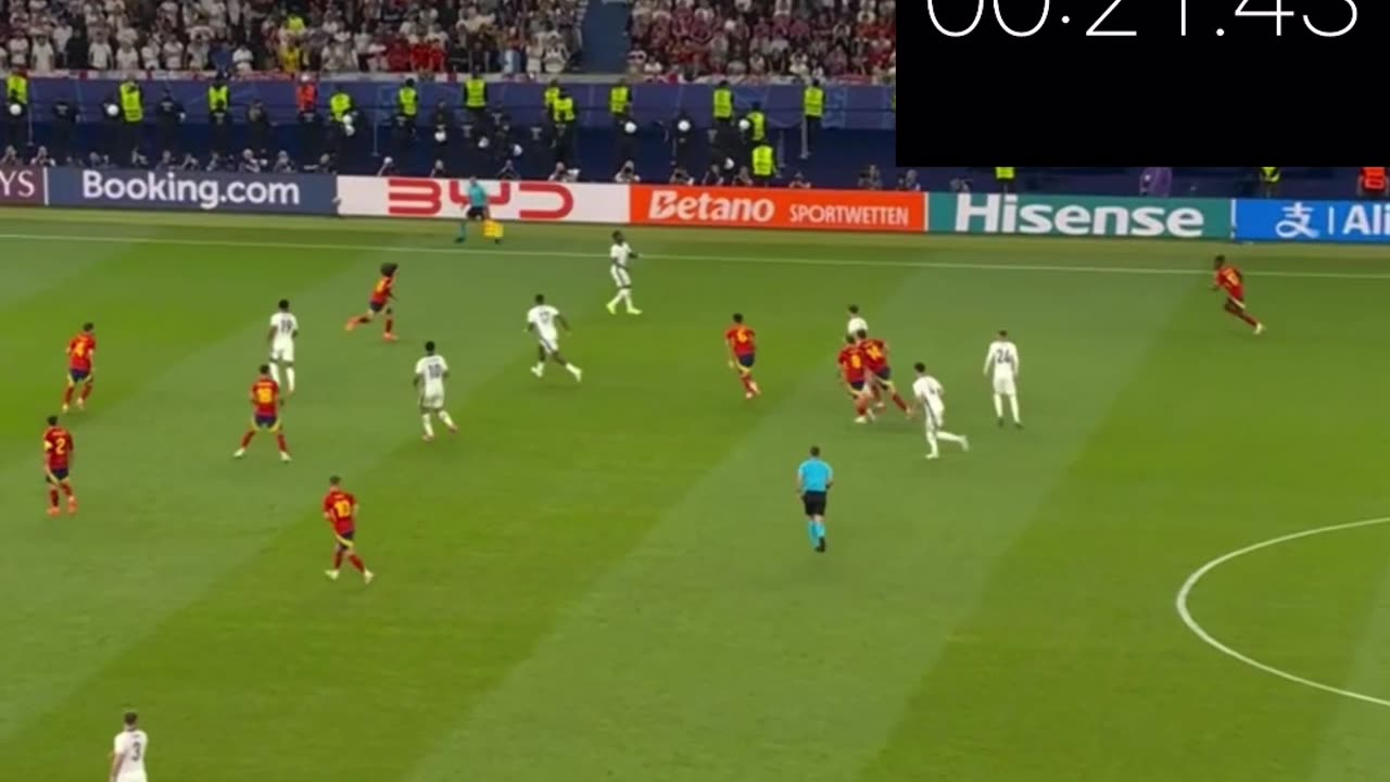 How long the ball was in play during stoppage time of the Euro 2024 final