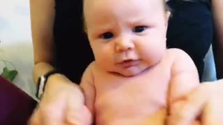 This baby has the funniest facial expressions during a TikTok video