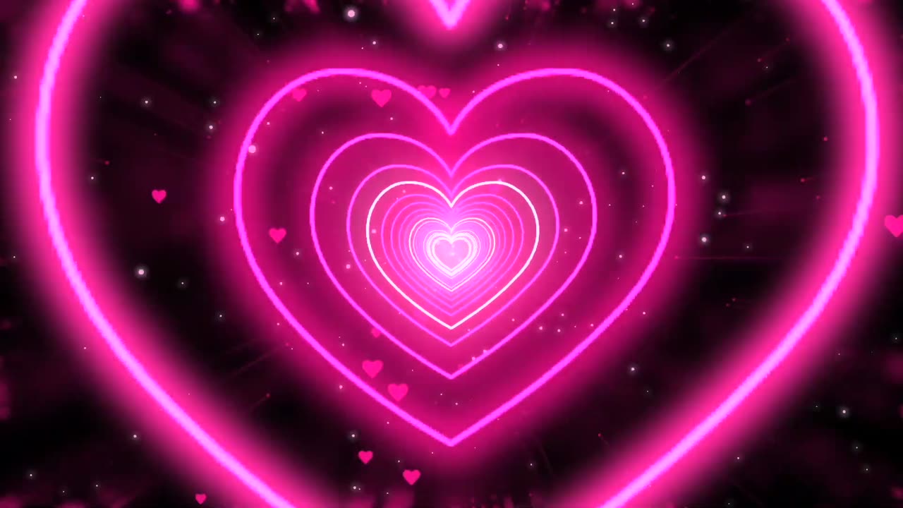 937. Heart Tunnel💗Pink Heart Background Neon Heart Heart