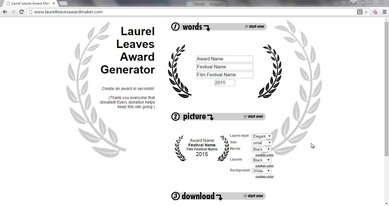 Laurel Leaves Award Generator