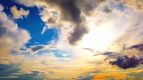 The beautiful sky was blue and quiet