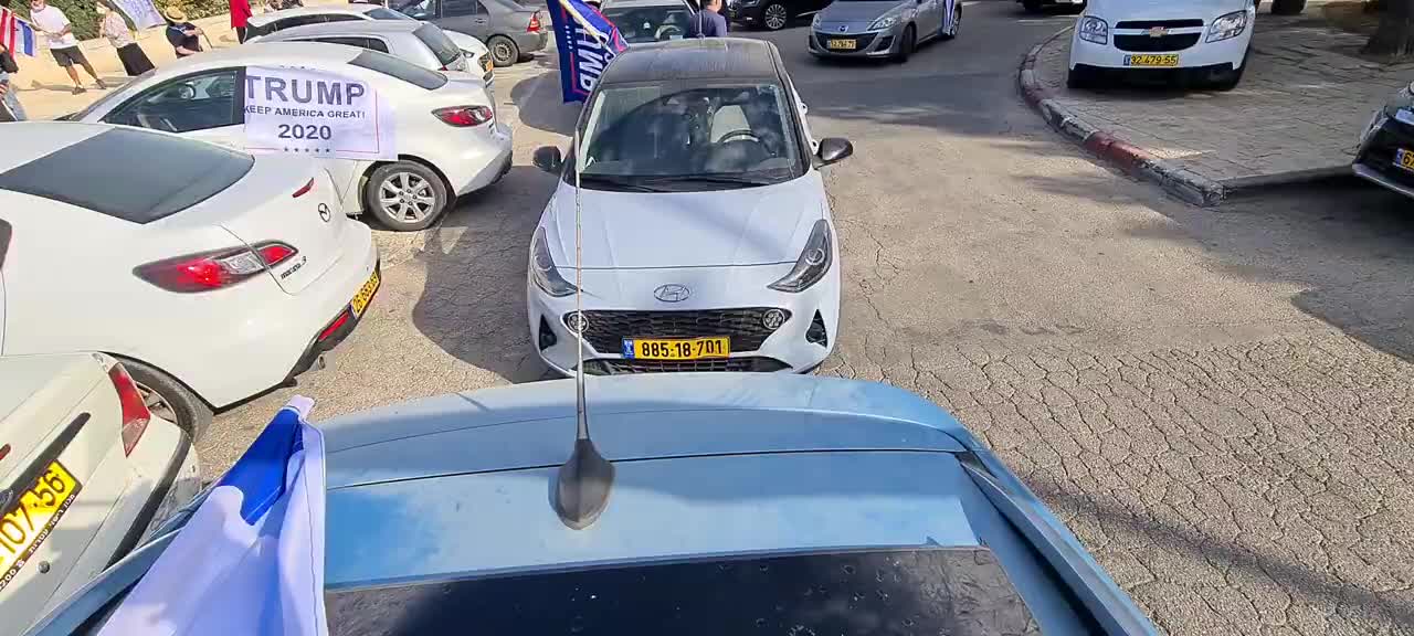 Trump caravan rally. Tel Aviv to Jerusalem