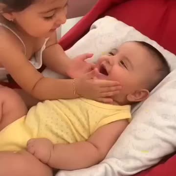 Cute baby playing
