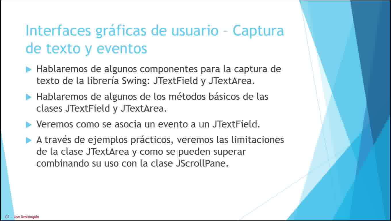 Java parte 25. Interfaces gráficas de usuario (parte 7). Captura de texto y eventos.