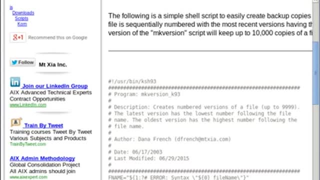 mkversion - A Shell Script to create sequentially numbered versions of a file