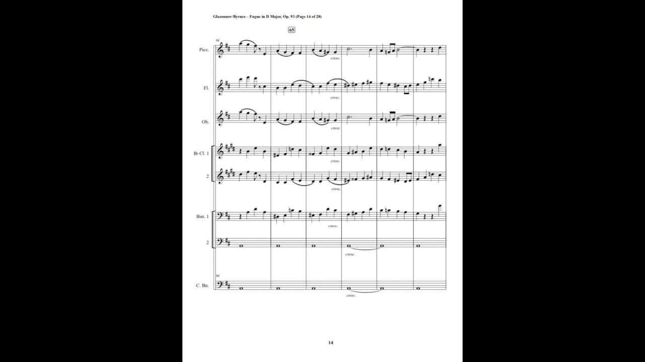 Alexander Glazounov – Fugue in D Major, Op. 93 (Woodwind Choir)