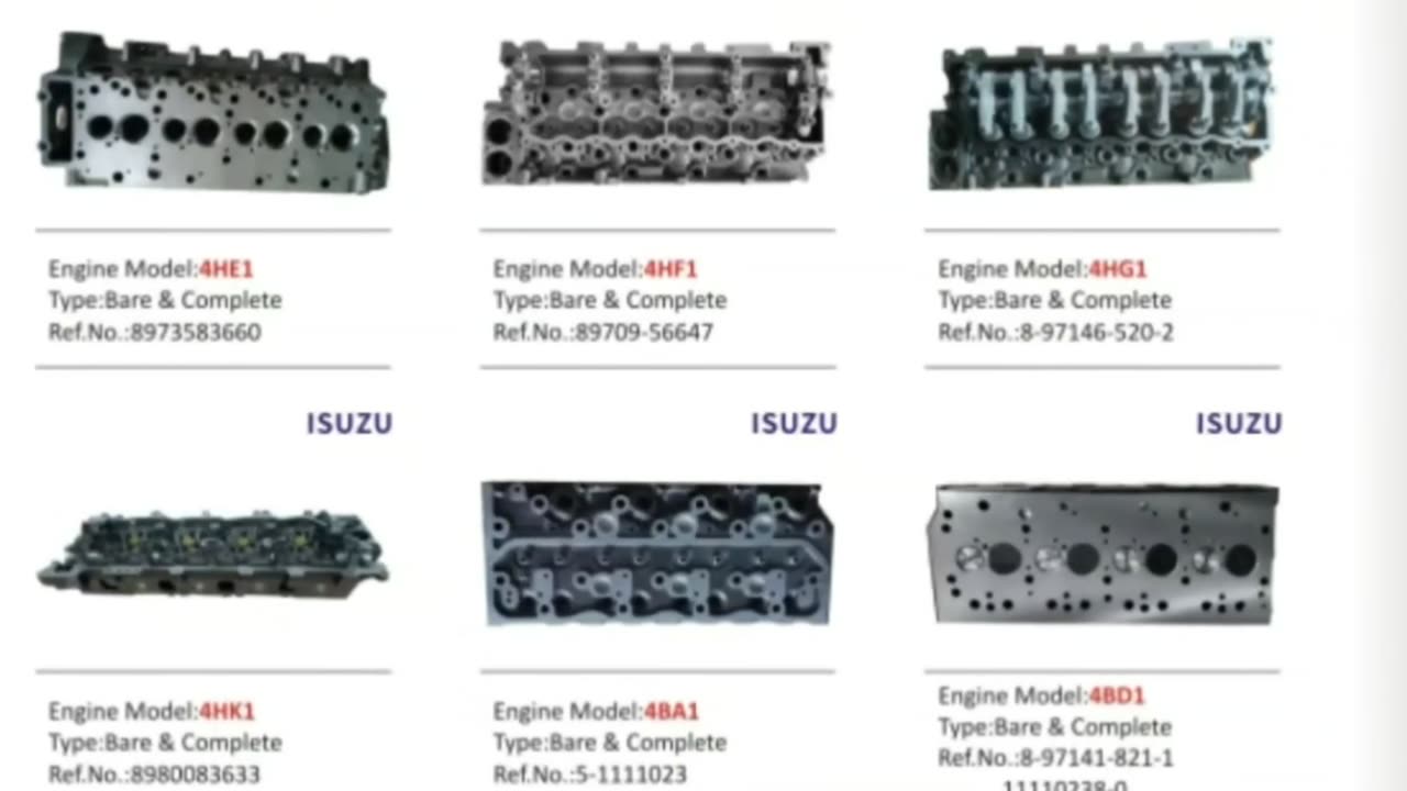 ISUZU 4JB1 4JA1 4HG1 4HF1 4BD1 4HK1 CRANKSHAFT, CAMSHAFT, HEAD CYLINDERS and all engine parts!