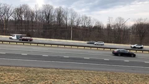 The “People’s Convoy” going by the Clarksburg Outlets on I-270 South