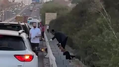 Israeli settlers taking shelter after the Yemeni missile reached central Tel Aviv
