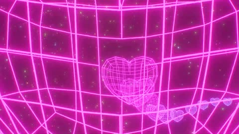 1133. Ride Along Wireframe 3D Heart Shape Coaster Neon Glow Color In Space 4K