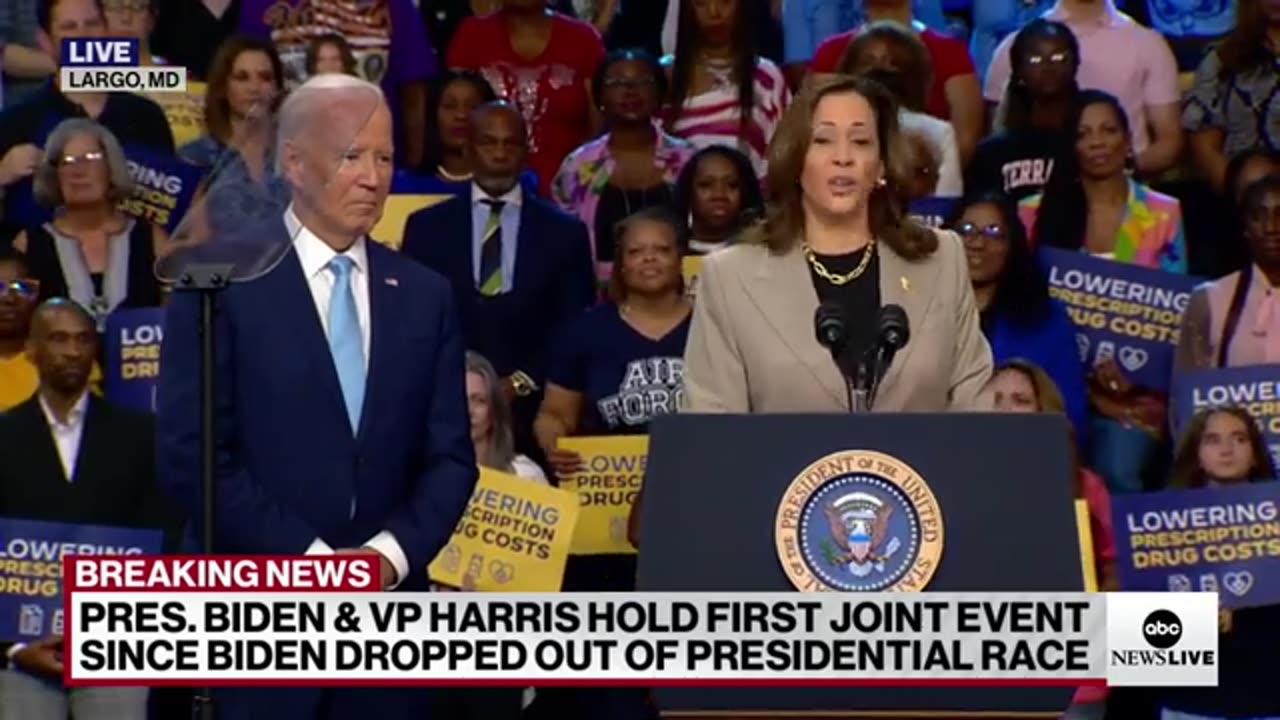 Joe Biden and Kamala Harris hold first joint event since Biden dropped out