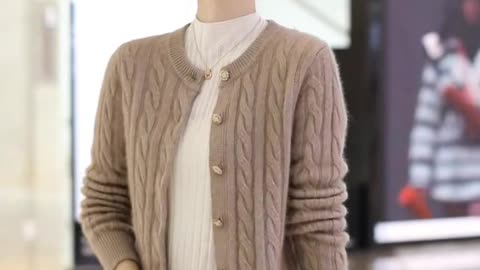 100% Mink Cashmere Cardigan Sweater Women