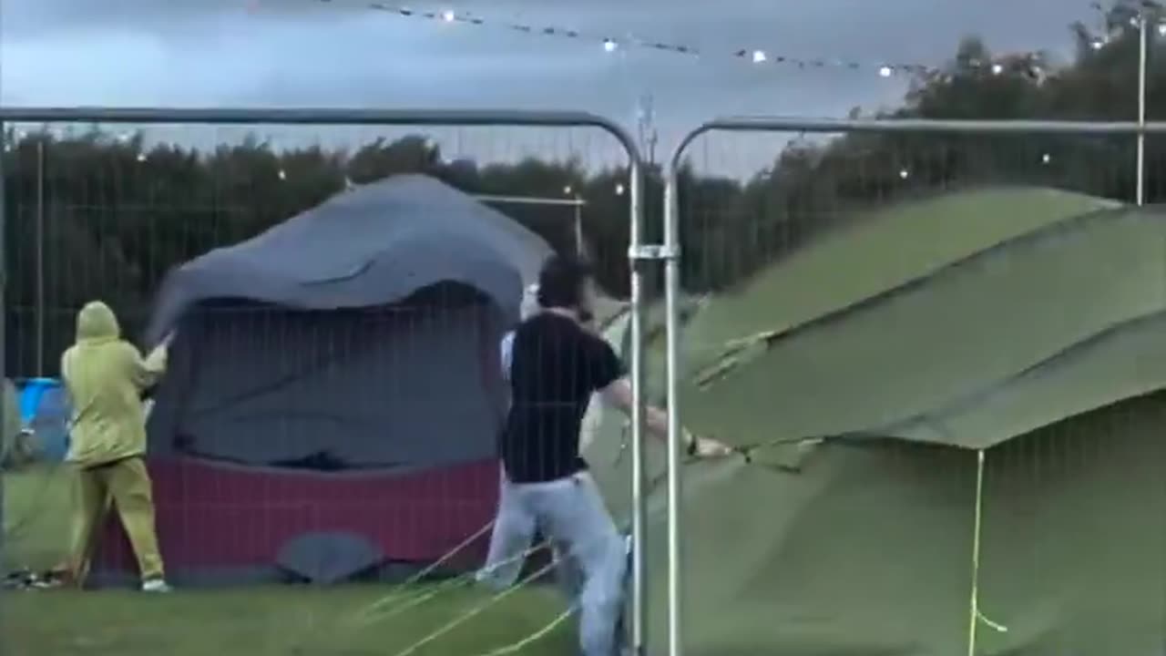 This is how the wind is affecting campers at Leeds Festival this morning.