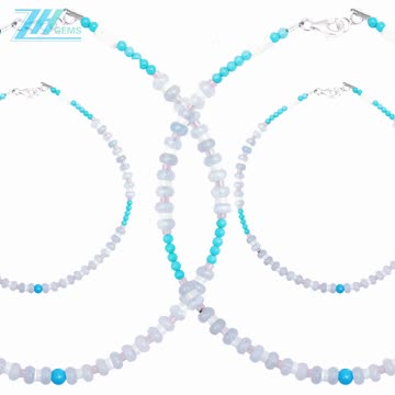 Natural turquoise mop Rose Quartz Milky Blue Aquamarine gemstone necklace03