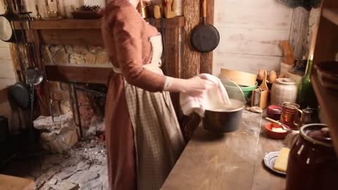 Dinner 200 years ago. ASMR cooking.