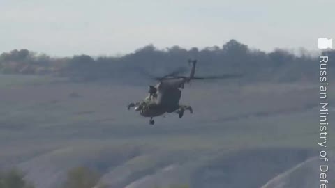 Mi-35 multi-purpose attack helicopter crews perform duties during military operation in Ukraine