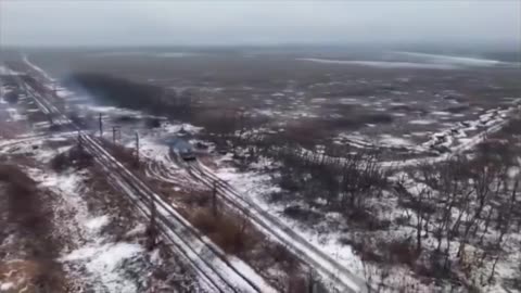 Ukrainian T-64's Main Gun Blasts Through a Russian APC(Drone Cam)