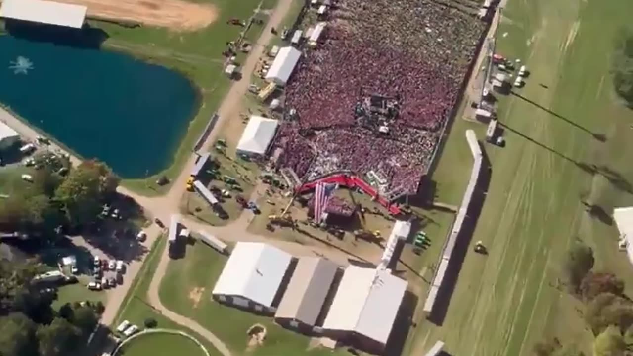 Donald Trump's Rally in Butler, Pennsylvania From an Overhead Plane View