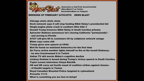 Weekend of February 24/25, 2024 News Blast