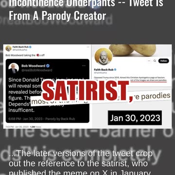 Fact Check: Bob Woodward Did NOT Tweet About Trump Wearing Incontinence Underpants -- Parody Creator