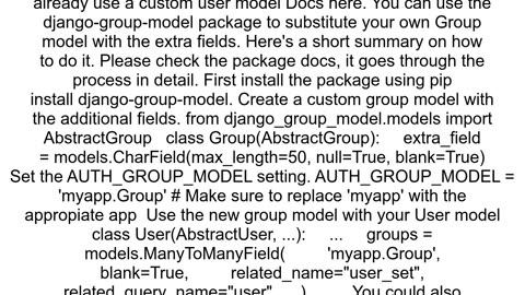 Add extra Fields to Django to Django Auth Groups
