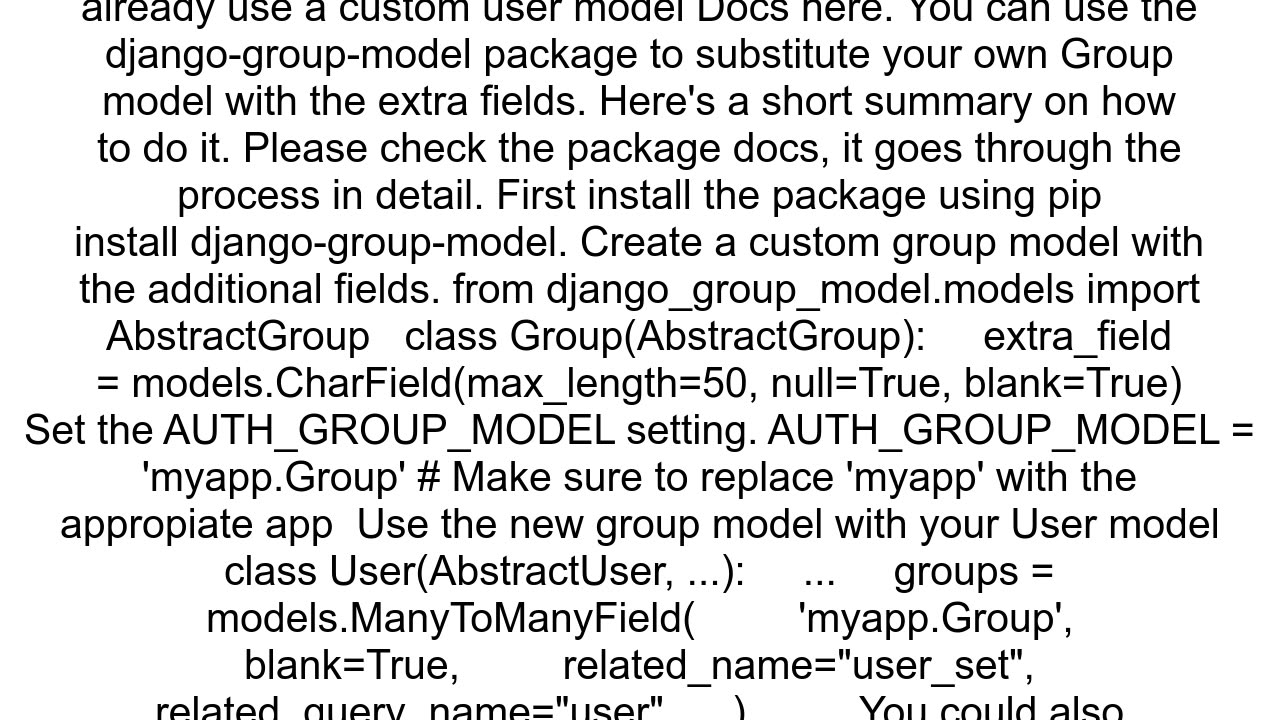 Add extra Fields to Django to Django Auth Groups