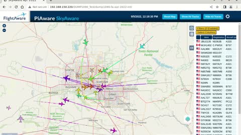 Sept 6th 2022 time lapsed phoenix air traffik with piaware and linux